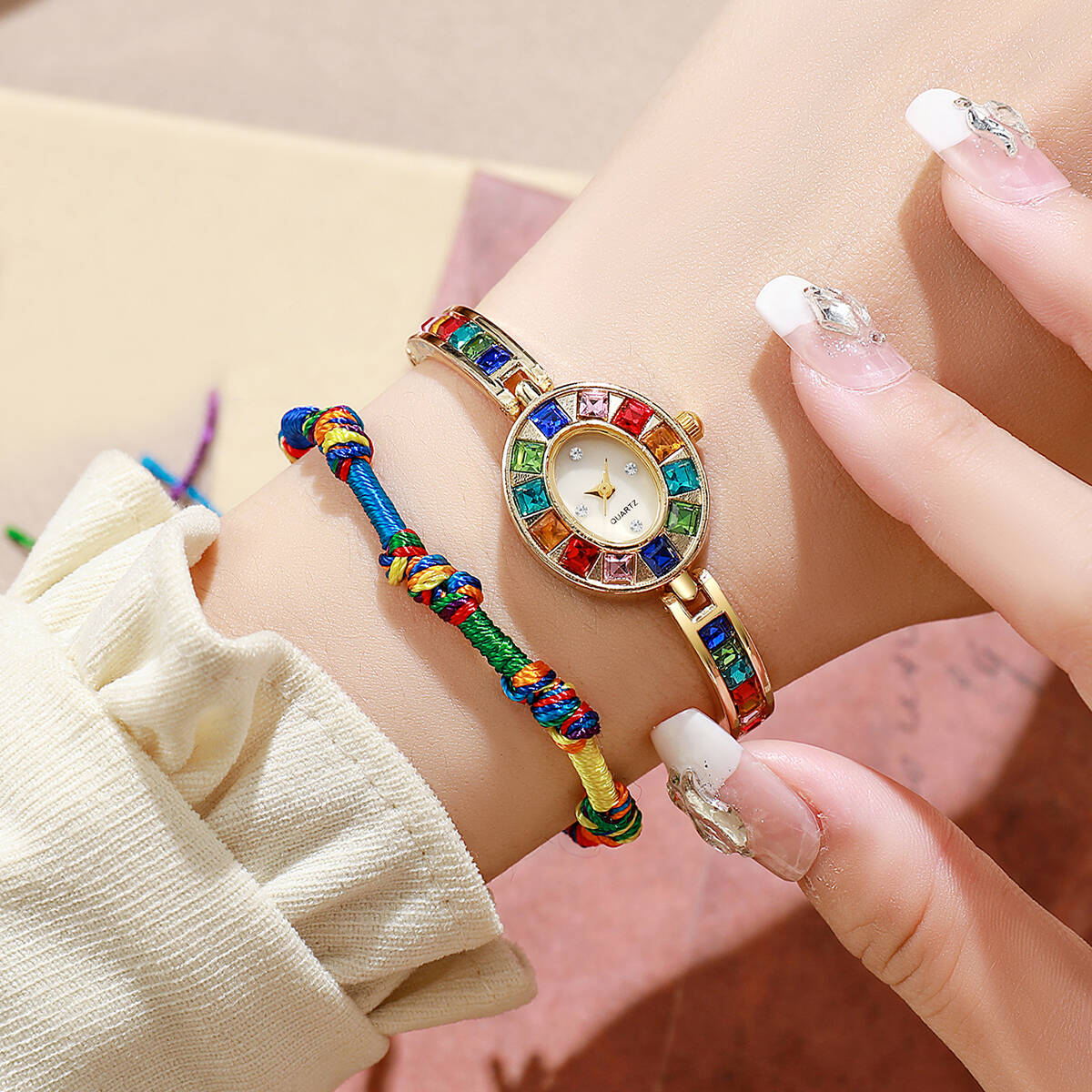 Luxury Women'S Watch - 2PCS/Set Luxury Rhinestone Women Watches Fashion