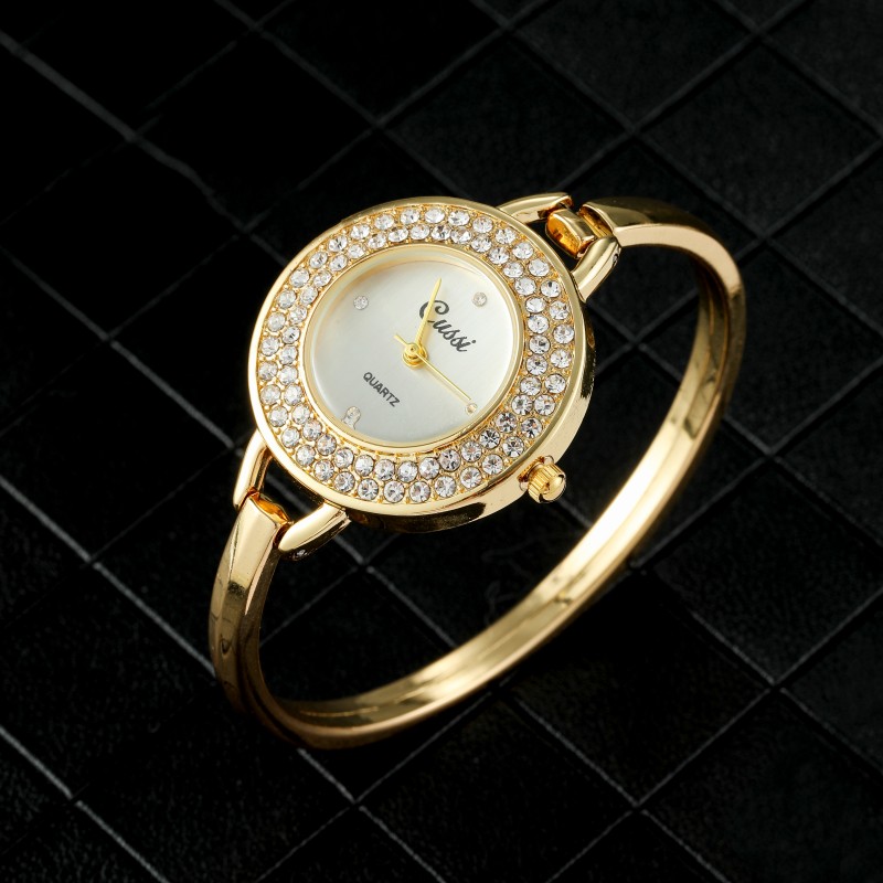 Quiet Luxury Watch - Luxury Gold Round Dial Fashion Rhinestone