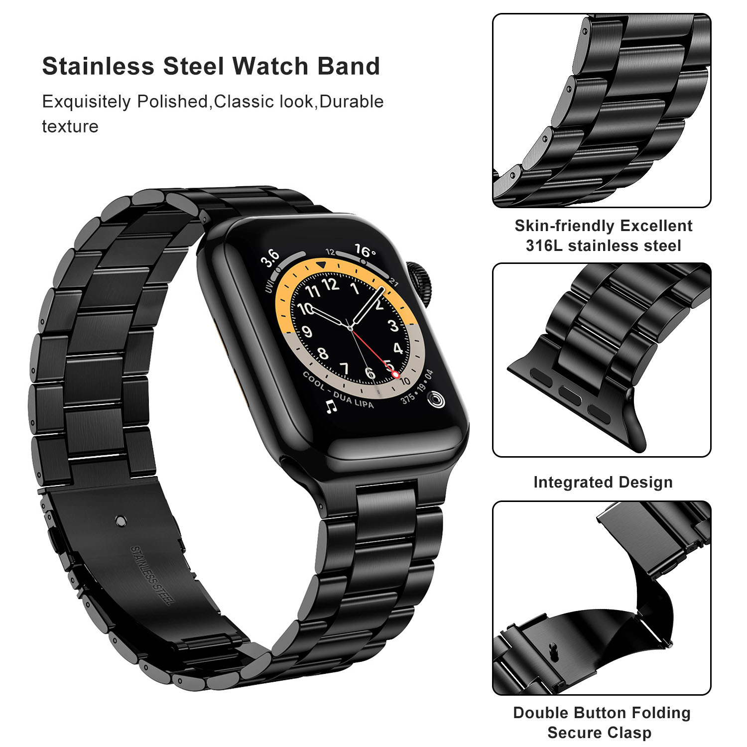 Stainless Steel Strap for Appl - Luxury Watch Apple Bands recension och pris