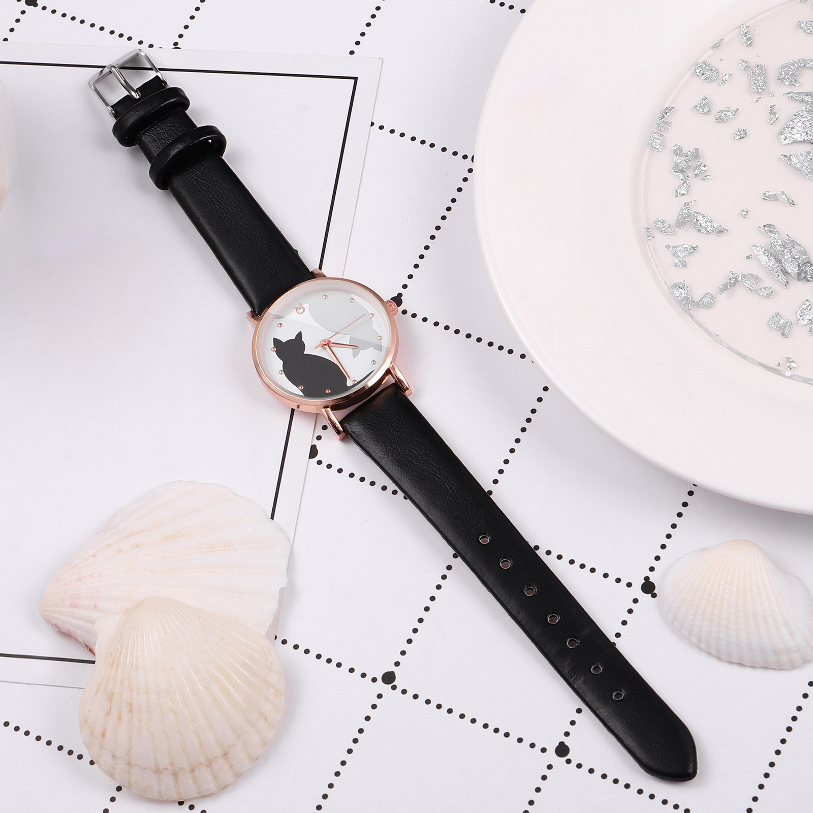 Lovely Cartoon Cat Kids Watch  - Luxury Watch Gold And Black recension och pris